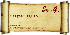 Szigeti Gyula névjegykártya